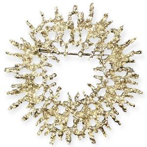 Emmons Vintage 1960s Silver Tone Brutalist Sunburst Brooch Pin Textured Wreath